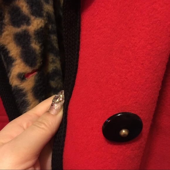 Vintage Penguin Red & Leopard winter coat XL 14/16 - Picture 4 of 8